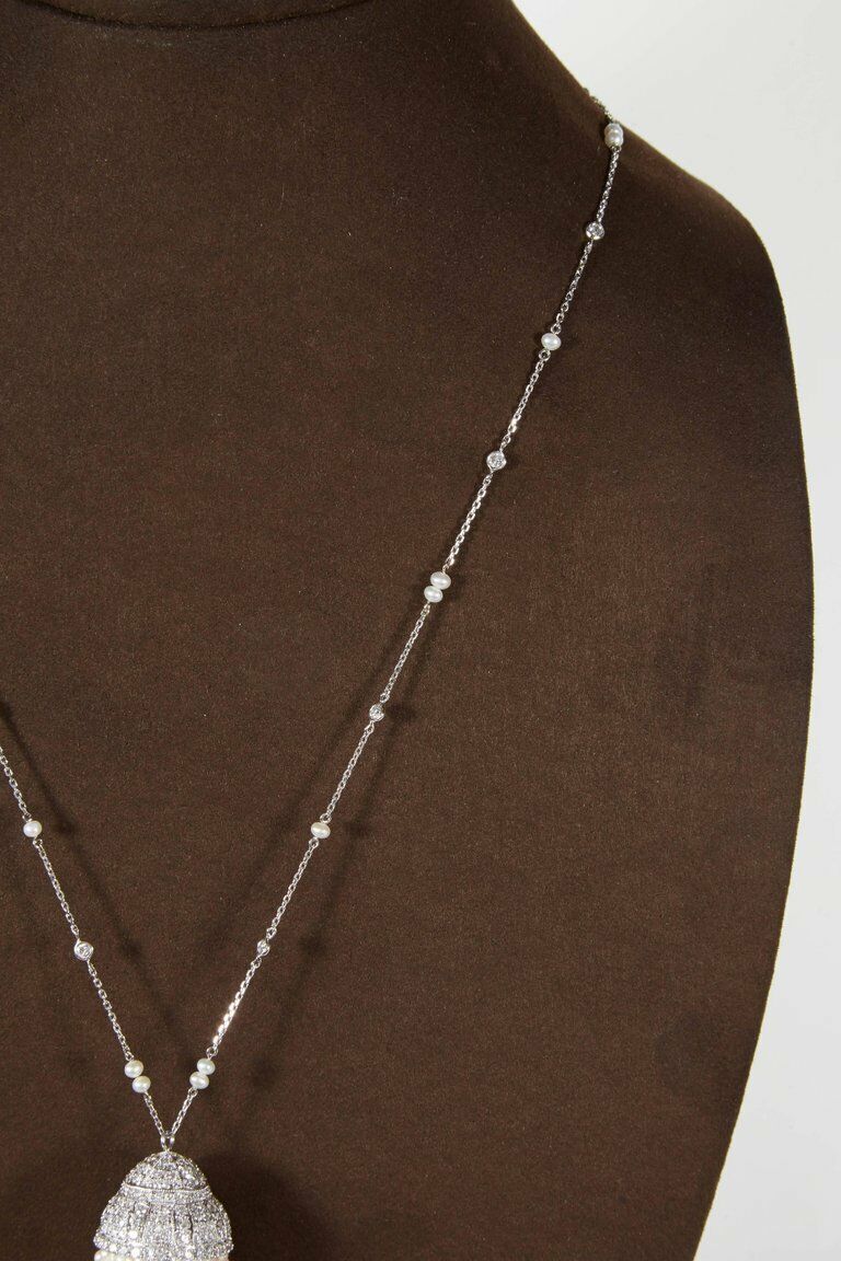 Important Pearl and Diamond Tassel Necklace