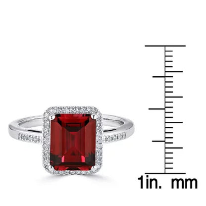 Lab Created Ruby and 0.14 CT. T.W. Diamond Ring in Sterling Silver