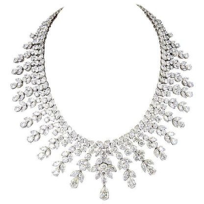 DIAMOND NECKLACE OVER 150 CT DIAMONDS PEAR DROP 2.82 CT PLATINUM