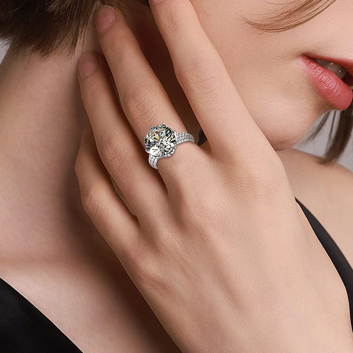 Ring Ring Light Women'S Ring -Kle Diamond Big Can Be Ringnew Ringcan to Creative