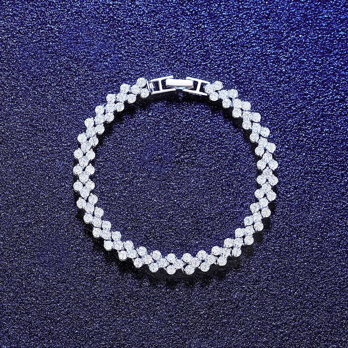 925 Sterling Silver Bracelet for Women Luxury Moissanite Prong Setting Heart