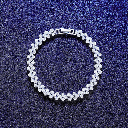 925 Sterling Silver Bracelet for Women Luxury Moissanite Prong Setting Heart