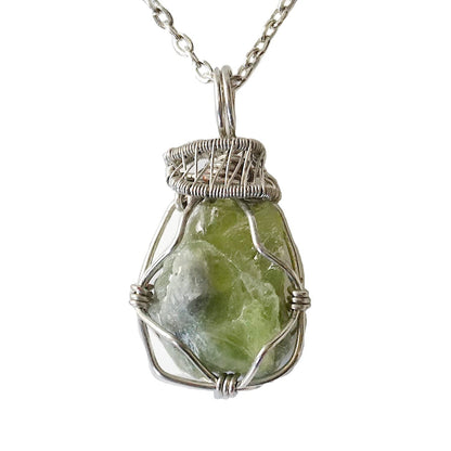Raw Peridot Crystal Necklace - Green Peridot Pendant - August Birthstone Jewelry