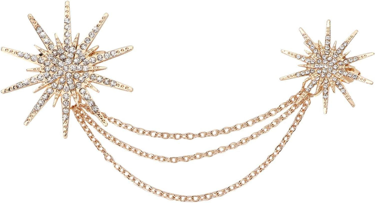 Fikalife Fashion Snowflake Brooch Alloy Tassel Chain Brooch Lady Jewelry Accesso