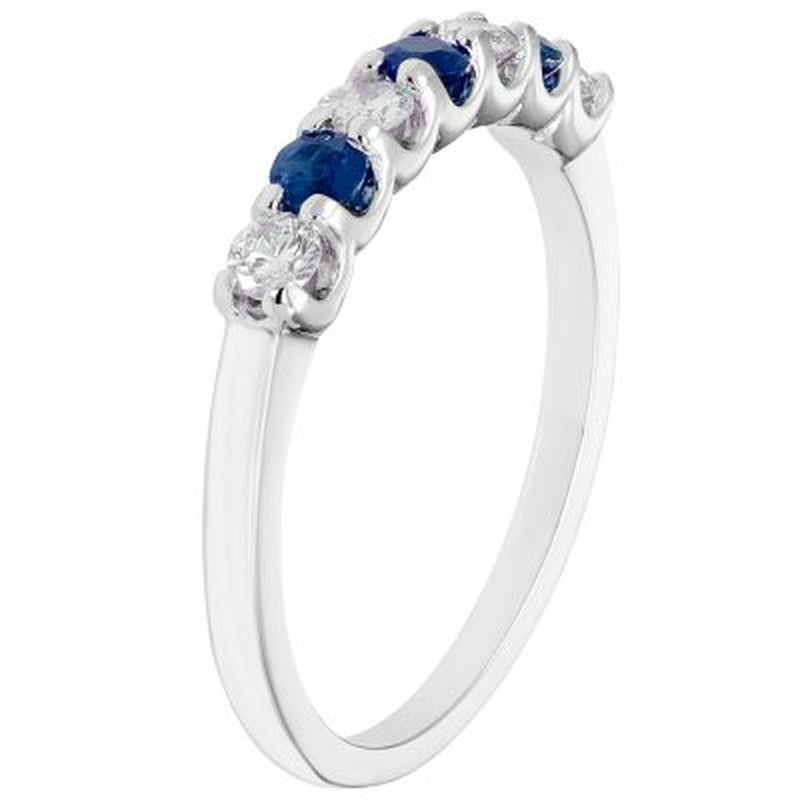 Sapphire & 0.14 CT. T.W. Diamond Band in 14K White Gold