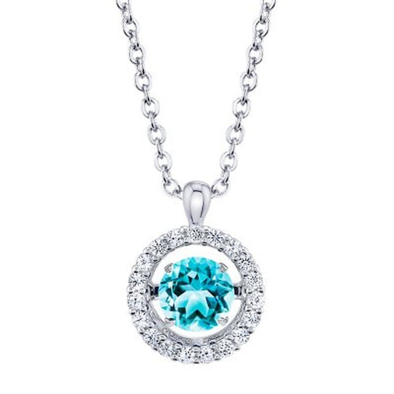 Dancing Blue Topaz Pendant and Earring Set in Sterling Silver