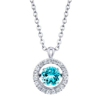 Dancing Blue Topaz Pendant and Earring Set in Sterling Silver