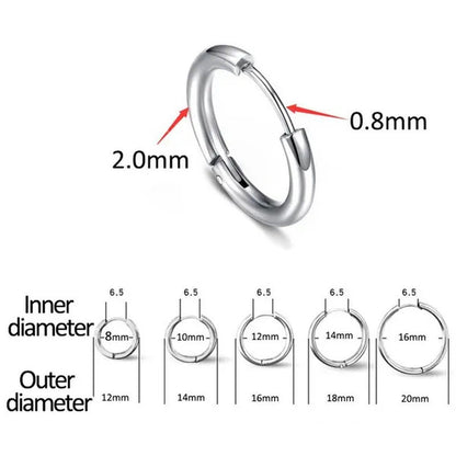 1 Pair Women/Men Stainless Steel Gold Silver Color Small Hoops Earring Piercing