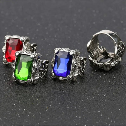 European Fashion Men'S Retro Style Big Gemstone Rings Elegant Ruby Finger Ring f