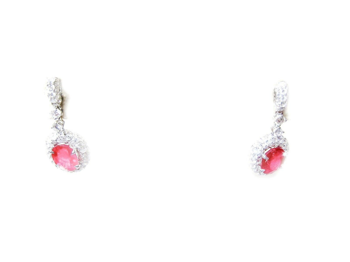 RUBY OVAL SHAPE TWO STONES DIAMOND ROUND BRILLIANT