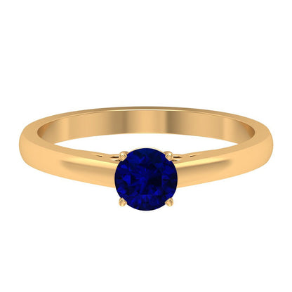 0.50 CT Genuine Blue Sapphire Ring, 5 MM Blue Sapphire Solitaire Ring, Natural B