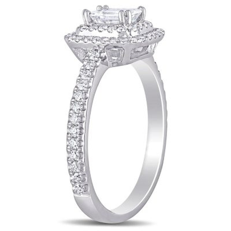 Allura 0.95 CT. T.W. Emerald and Round-Cut Diamond Double Halo Engagement Ring i