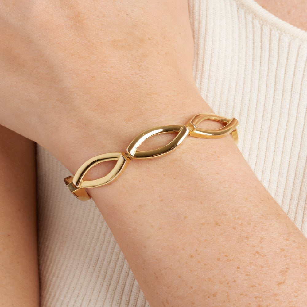 Women'S 18Kt Gold over Brass High-Polish Elong Link Bracelet, 7.5"