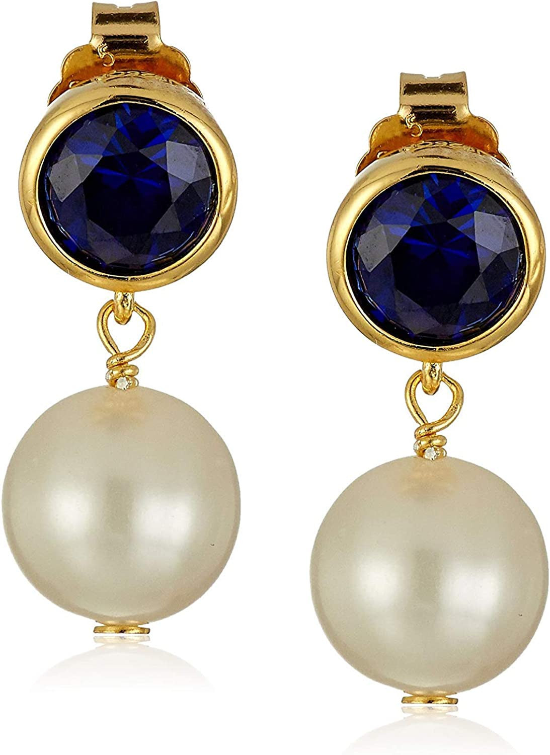 18K Yellow Gold Plated Sterling Silver Bezel Set Birthstone and Freshwater Cultu