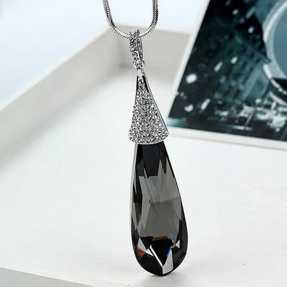 Simple Fashion Necklace Jewelry Large Water Drop Crystal Diamond Sweater Chain