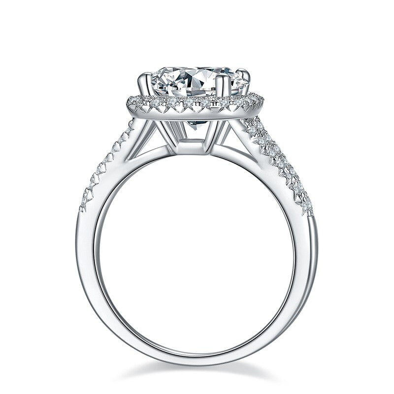 3 Carats Real Moissanite Ring 925 Sterling Silver Luxury Charms Hearts