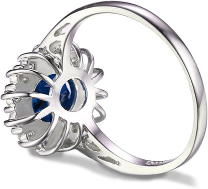 Princess Diana Kate Middleton Class Gemstone Birthstone Sapphire Halo Engagement