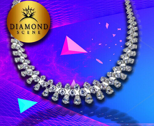 DIAMOND NECKLACE ROUND BRILLIANT DIAMOND NECKLACE DANGLE PEAR DIAMOND NECKLACE