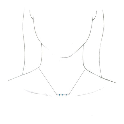 14K White Gold Turquoise & 1/8 CTW Diamond Bar Necklace, 18 Inch