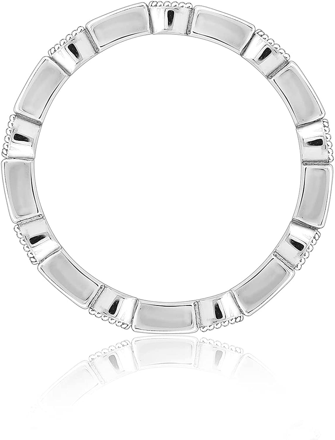 Platinum-Plated Sterling Silver Created or Genuine Gemstone All-Around Band Ring