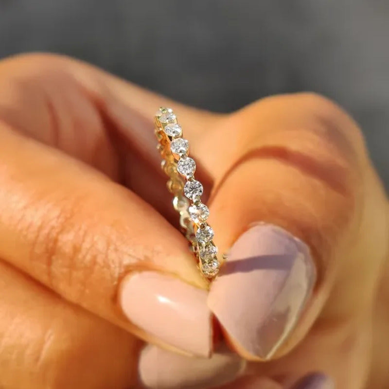 Fashion Bride Jewelry Luxury 925 Sterling Silver Ring Full Eternal Moissanite Di