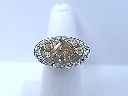 DIAMOND 9 FANCY YELLOW MULTI SHAPE DIAMOND 30 WHITE DIAMOND FANCY COCKTAIL RING