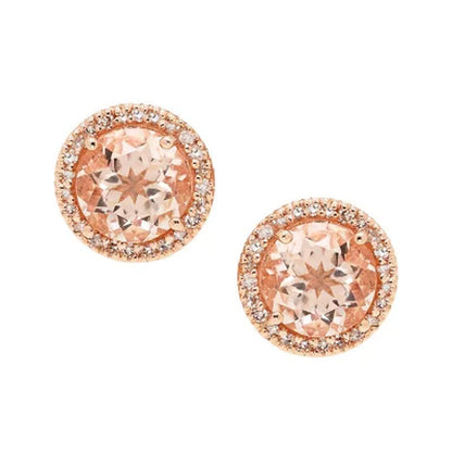 2.0 CT. Morganite and 0.13 CT. T.W. Diamond Earrings in 14K Rose Gold
