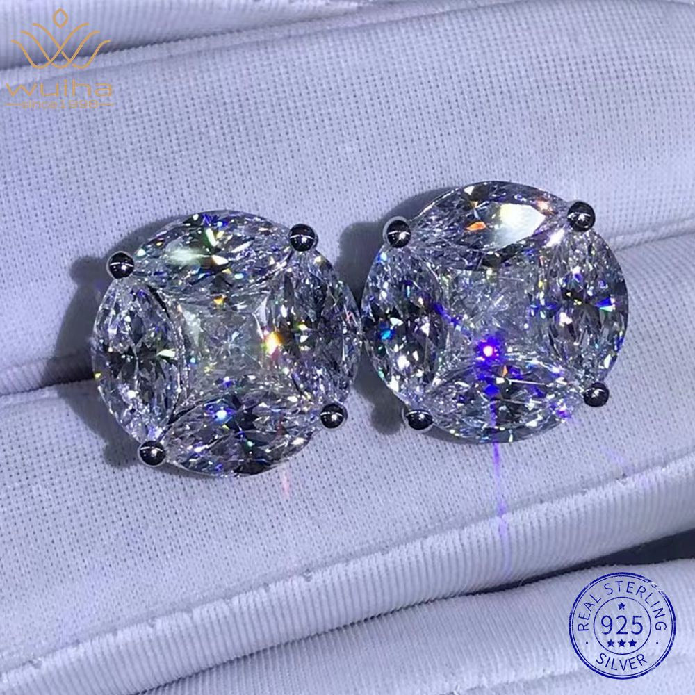 925 Sterling Silver 3EX Crushed Ice 10CT VVS White Sapphire Synthetic Moissanite