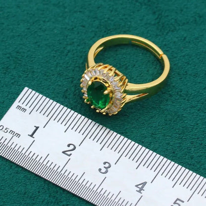 New Arrivals Gold Color Jewelry Sets for Women Wedding Green Zircon Bracelet Ear