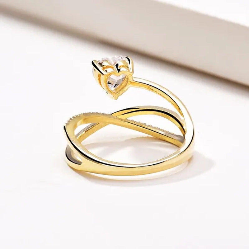 Women New Design Distinctive 925 Sterling Silver Heart Shaped Diamond Guiding St