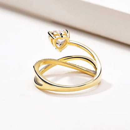 Women New Design Distinctive 925 Sterling Silver Heart Shaped Diamond Guiding St