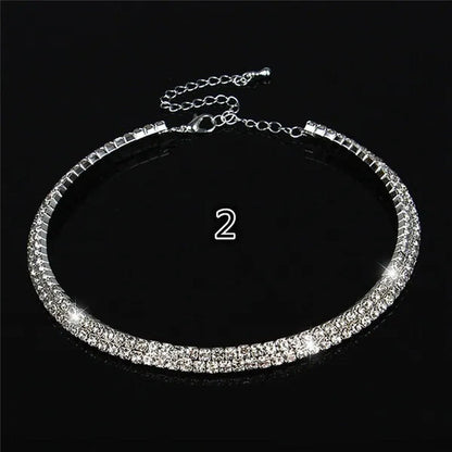 Full Diamond Necklace Chain Link Layer Necklace Gift for Women Jewelry