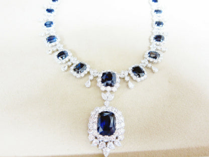 GIA CERTIFIED 14 CUSHION SHAPE 17.48 CT CENTER SAPPHIRE WITH NATURAL DIAMOND