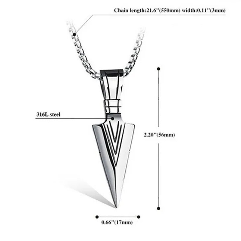 Vintage Men Necklaces Arrowhead Pendant Necklace with 21 Inch Chain Mens Jewelle
