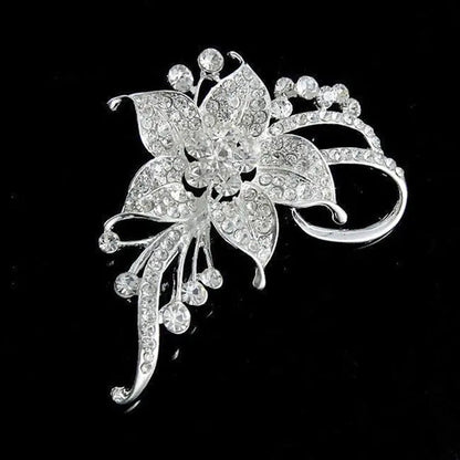 ZCM New Flower Rhinestone Crystal Diamante Brooch Wedding Bridal Brooch Gift