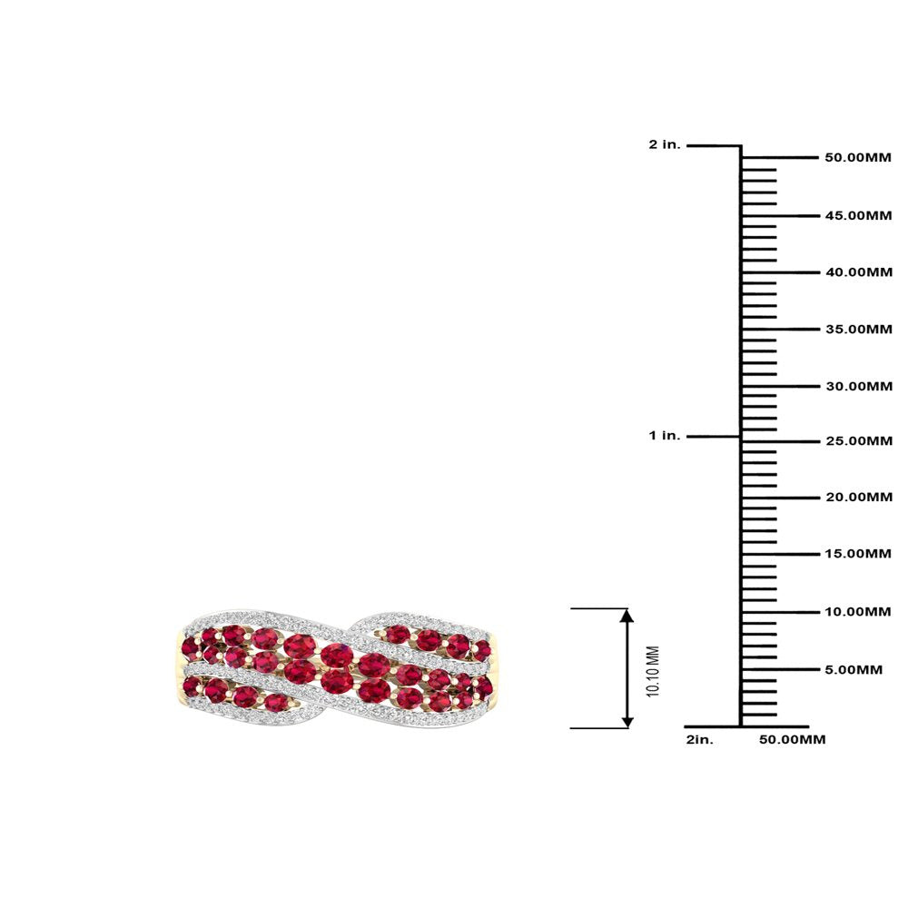 Imperial Gemstone 10K Yellow Gold Ruby 1/4 CT TW Diamond Women'S Fashion Ring
