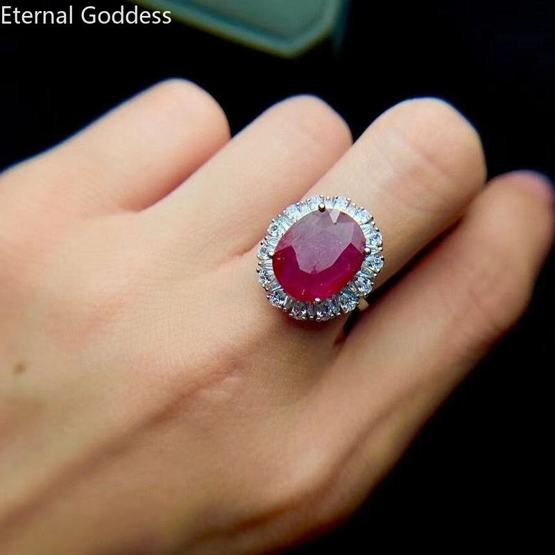 Ruby Ring 100% Natural Stone Fashion 925 Sterling Silver Ruby Wedding Ring Gift