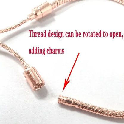 NEW Fashion 925 Sterling Silver Adjustable Size Flashing Sided Heart Snake Chain
