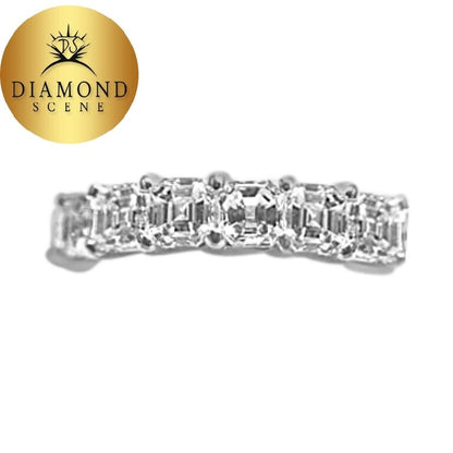 DIAMOND 18 ASSCHER SHAPE ETERNITY SET BAND COMMON PRONG SET DIAMOND BAND