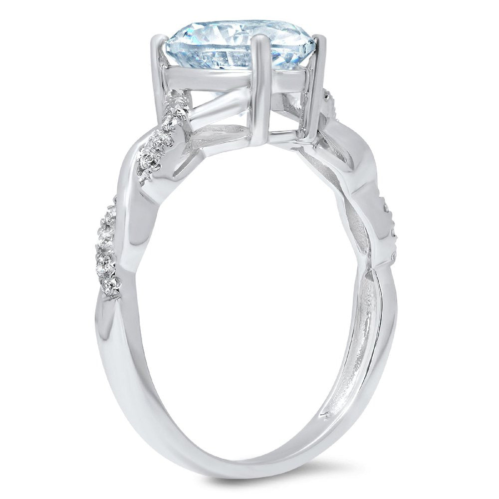 2.1Ct Heart Cut - Solitaire with Accents - Simulated Blue Diamond - 14K White Go