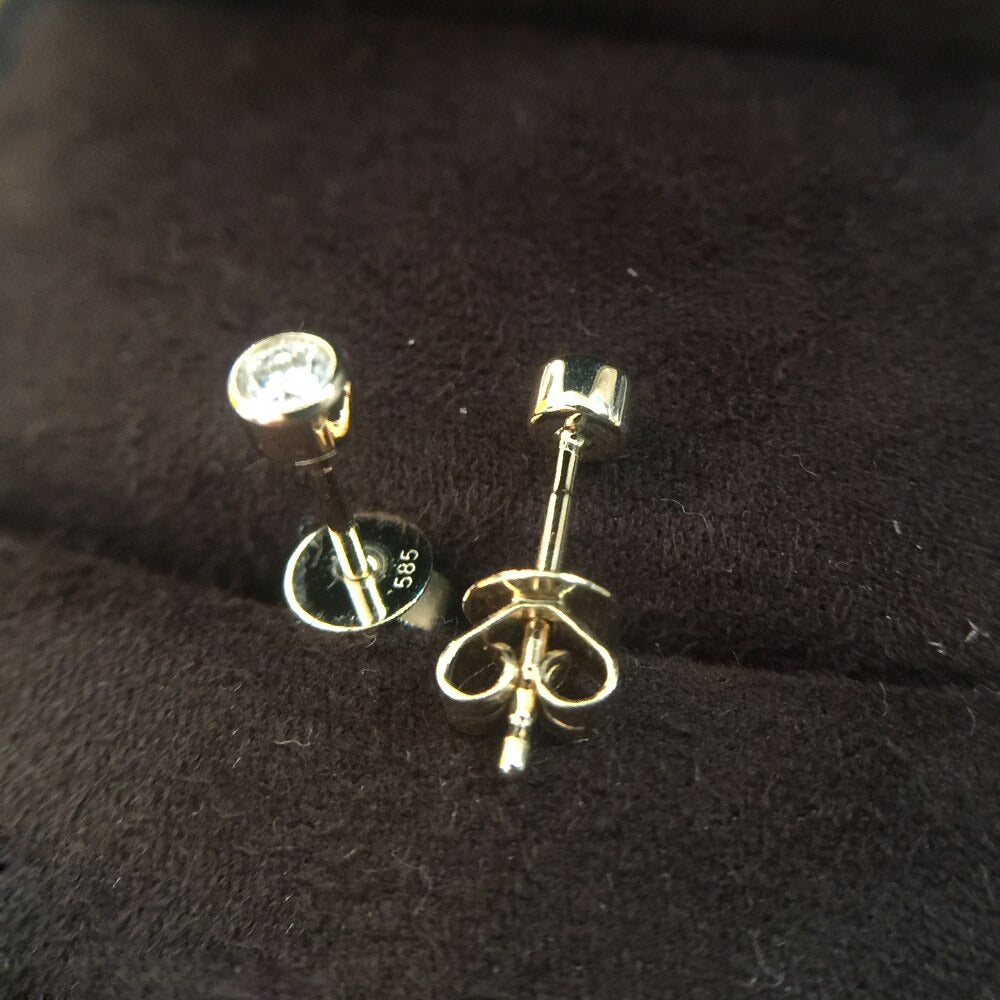 0.6 Cttw round Excellent Loose 3MM Moissanite Earrings 14K Yellow Gold Stud