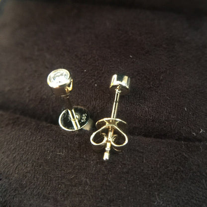 0.6 Cttw round Excellent Loose 3MM Moissanite Earrings 14K Yellow Gold Stud
