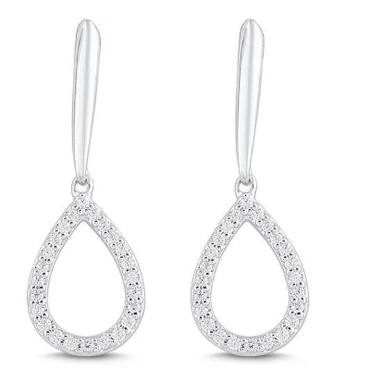 0.20 CT. T.W. Diamond Teardrop Dangle Earrings in 14K White Gold