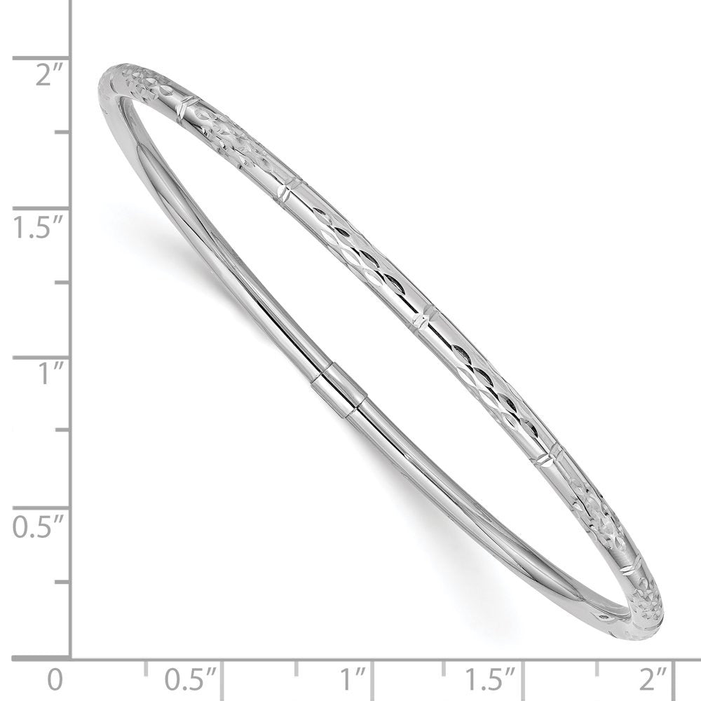 14K White Gold Polished Diamond-Cut Slip-On Bangle Bracelet