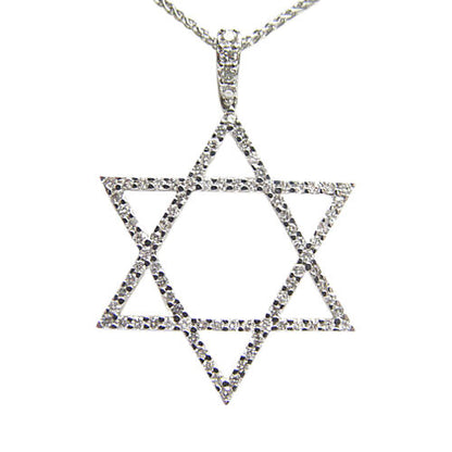 DIAMOND ROUND BRILLIANT SHAPE JEWISH STAR DIAMOND PENDANT