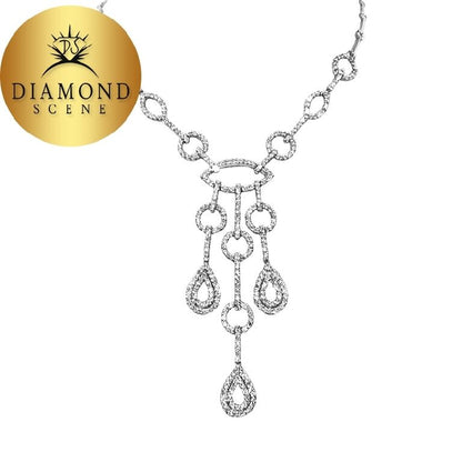 2.99 CT ROUND BRILLIANT DIAMOND FRONT SET ROUND NECKLACE 18 KARAT WHITE GOLD