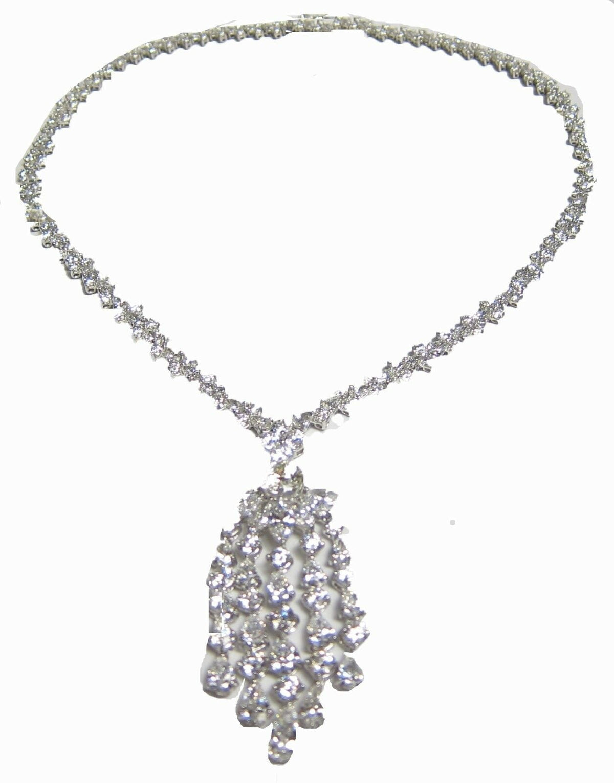 DIAMOND NECKLACE PRETTY MULTI-SHAPE DIAMOND DANGLE STYLE DIAMOND SET NECKLACE