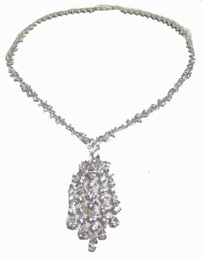 DIAMOND NECKLACE PRETTY MULTI-SHAPE DIAMOND DANGLE STYLE DIAMOND SET NECKLACE