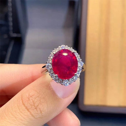 Real 925 Silver Gemstone Ring for Engagement Natural Ruby Silver Ring Solid
