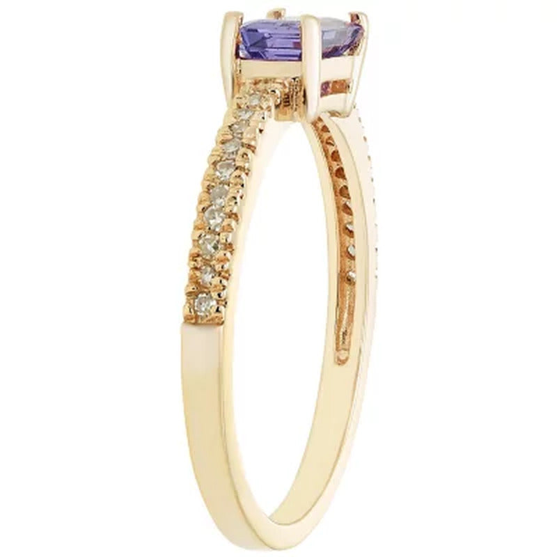 Genuine Tanzanite and 0.11 CT. T.W. Diamond Ring in 14K Gold